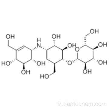 1,5,6-tridésoxy-4-ObD-glucopyranosyl-5- (hydroxyméthyl) -1 - [[(1S, 4R, 5S, 6S) -4,5,6-trihydroxy-3- (hydroxyméthyl) -2-cyclohexène-1-yl] amino] - CAS 37248-47-8